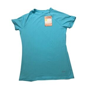 Bubblelime Womens UPF 50+ Short Sleeve Rash Guard Swim Shirt Turquoise Blue XL